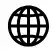 Schwarzes Globus-Symbol auf weißem Hintergrund was das Internet sybolisieren soll.