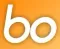 Kleinbuchstaben „bo“ auf orangefarbenem Quadrat