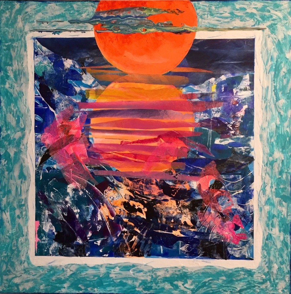 Setting Sun at Marconi , Semi Abstract Painting