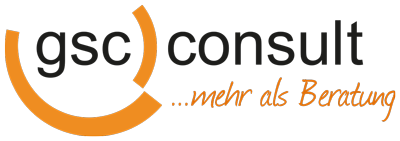 Logo gsc Consult mit Slogan ...mehr als Beratung