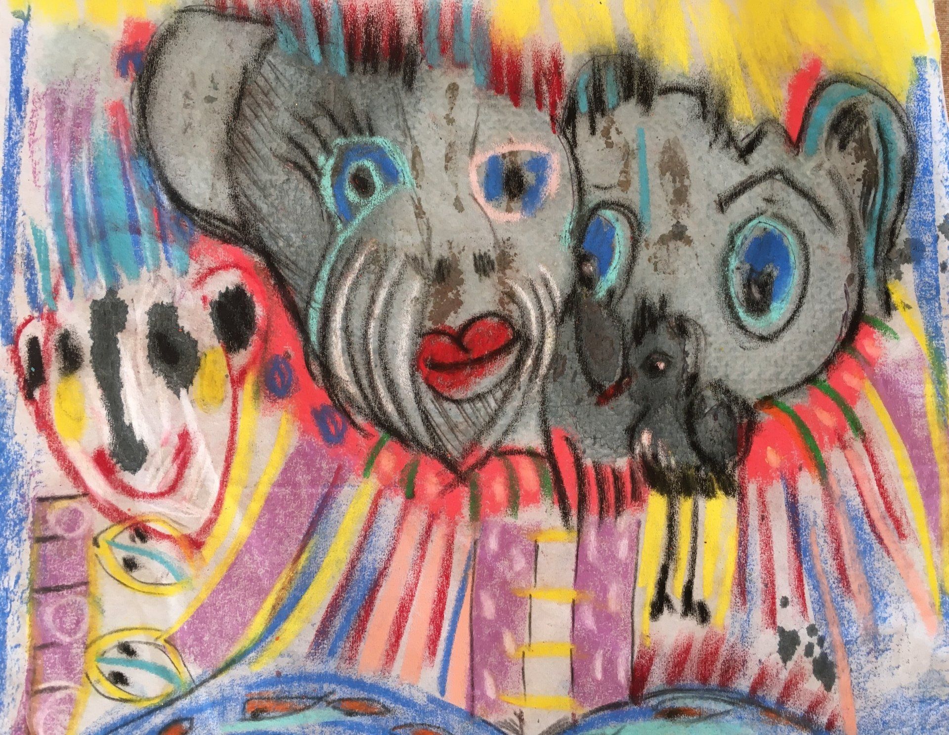 Affenfamilie, Kinder, Gemälde