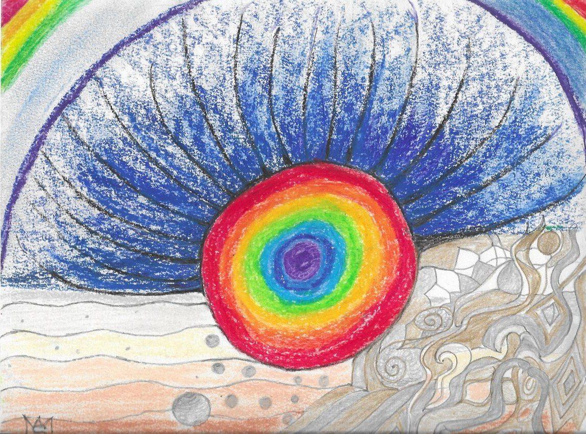 Runder Regenbogen, Kind, Gemälde