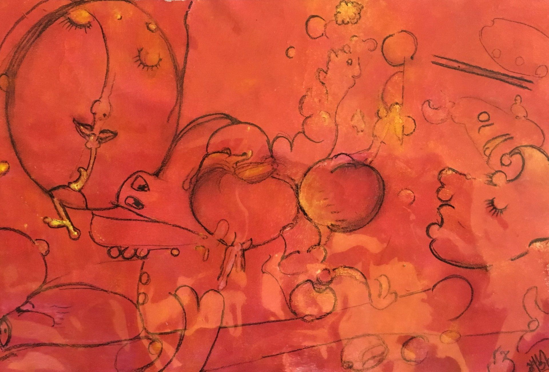 Schlafende Sonne, Abstrakt, Gemälde