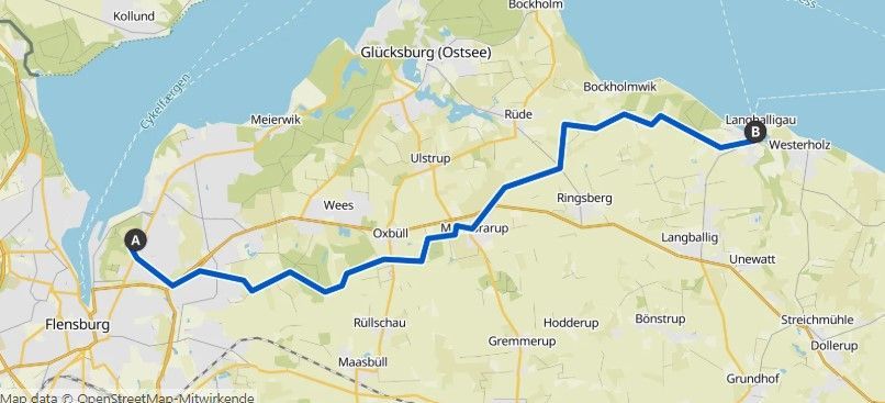 Route A: Volkspark Flensburg - Langballigau