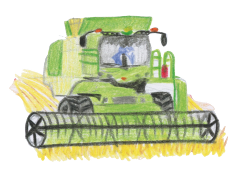 Illustration eines Mähdreschers