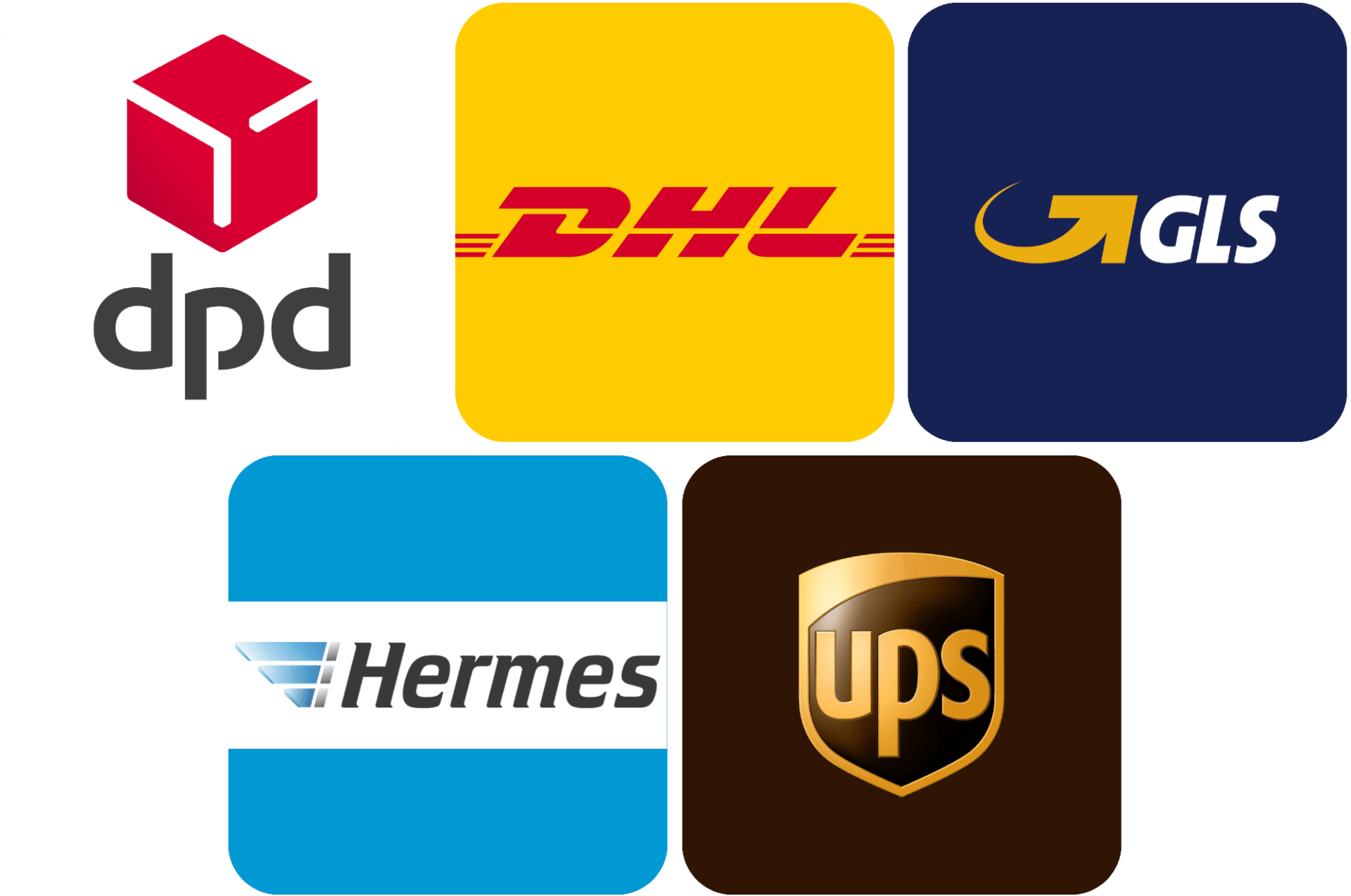 Versandpartner DHL DPD UPS Hermes GLS