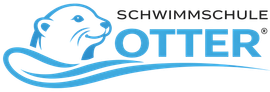 blaues Schwimmschul Otter Logo mit Otter in der Mitte