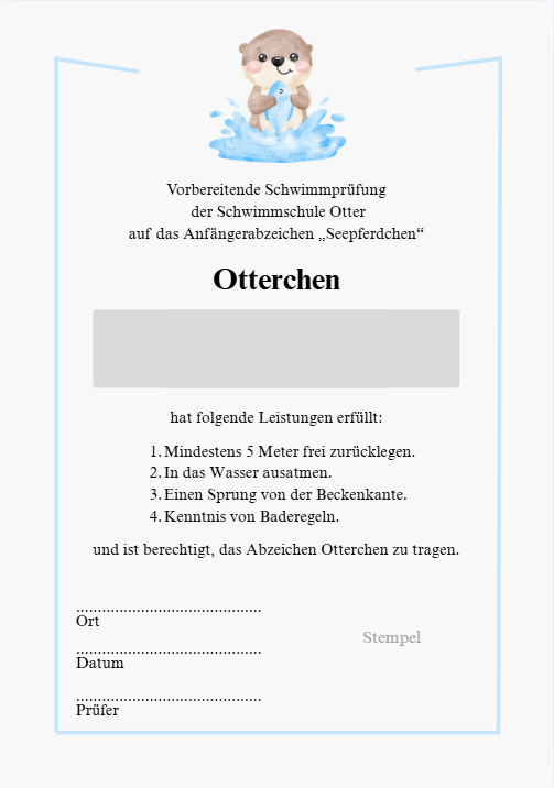 Schwimmabzeichen Otterchen