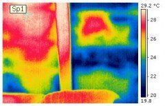 Thermografie Aufnahme (Wärmebild) einer Zimmerecke zeigt Wärmebrücke
