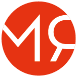 Weißes „MR“-Symbol in einem roten Kreis.