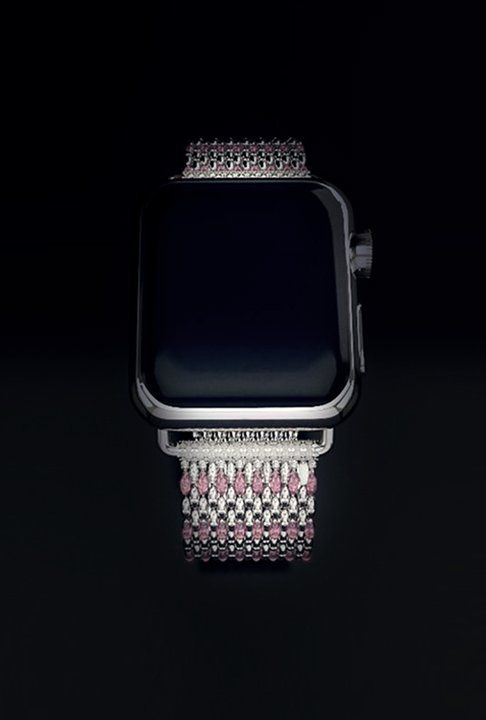 iDress Apple Watchstrap sugared with Pink sapphires and diamonds