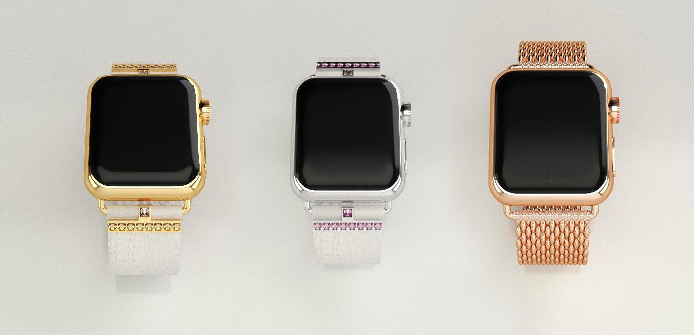 iDress Handmade Apple watchstraps for ladies with gold and lab grown diamond details