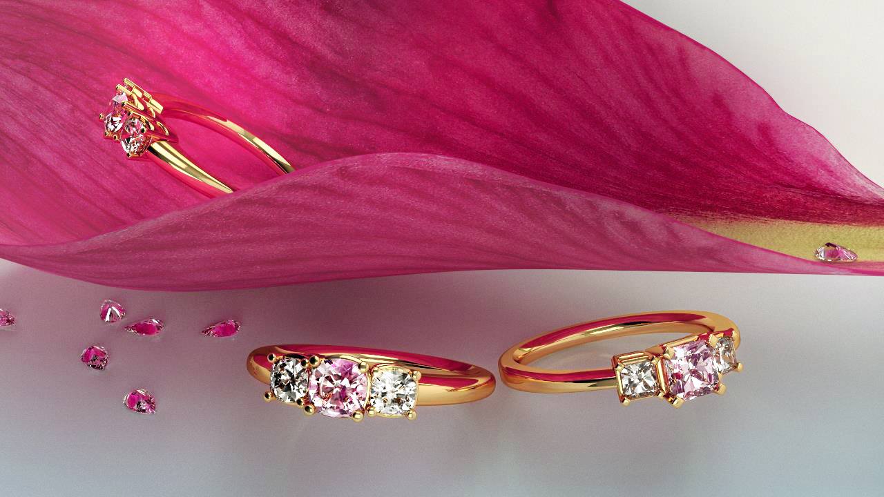 Pink diamond trinity ring iDress diamonds