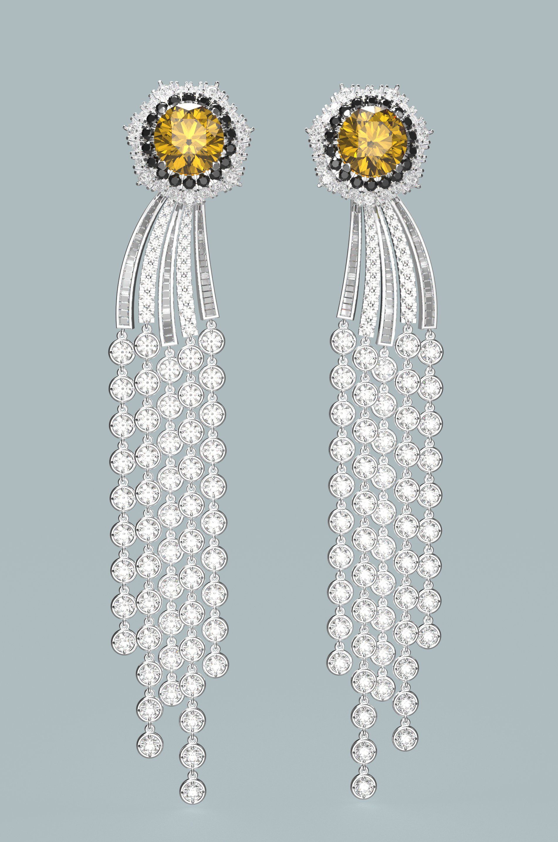 yellow-diamond cascade earrings