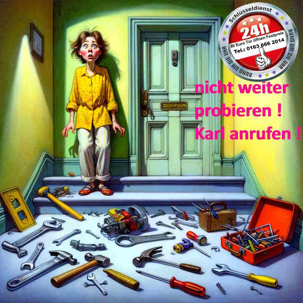 Schlüsseldienst Notdienst Monteur Karl anrufen ! Nicht selber probieren !