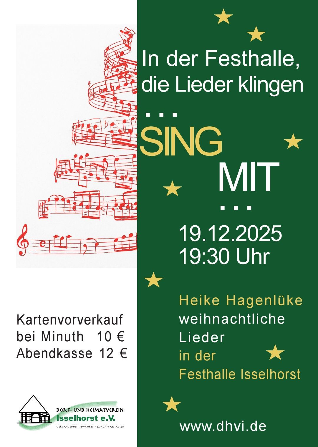 Sing mit Weihnachtslieder-Konzert vom DHVI in der Festhalle in Isselhorst mit Heike Hagenlüke am 19.12.2025