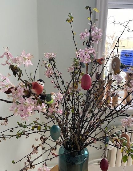 Frühjahrsimpression: blühende Kirschzweige zu Ostern