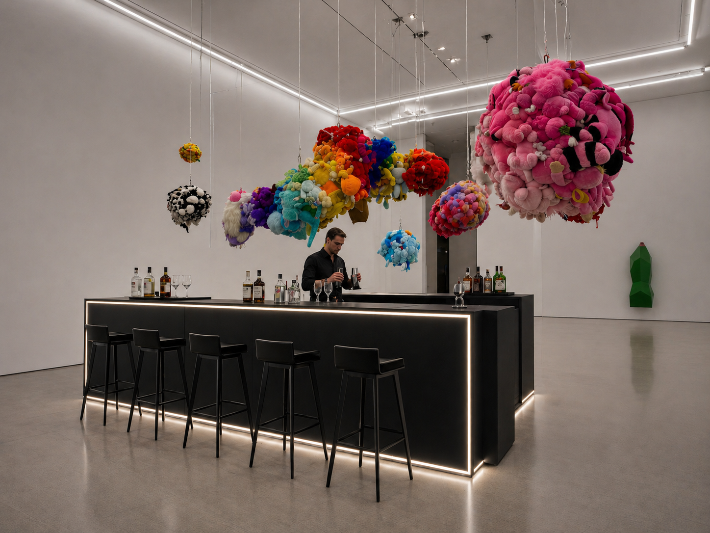 Manudi Stahlmodule als Bartheke in einer Galerie