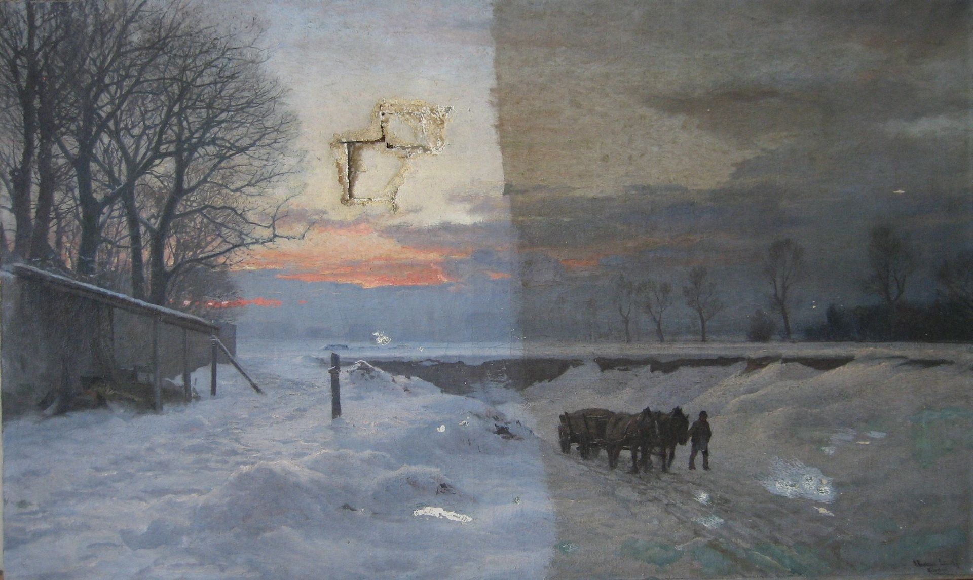 Ein Winterlandschaftsgemälde. 