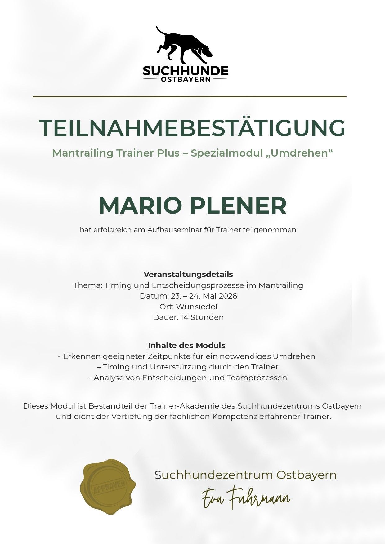 Trainerfortbildung Umdrehen