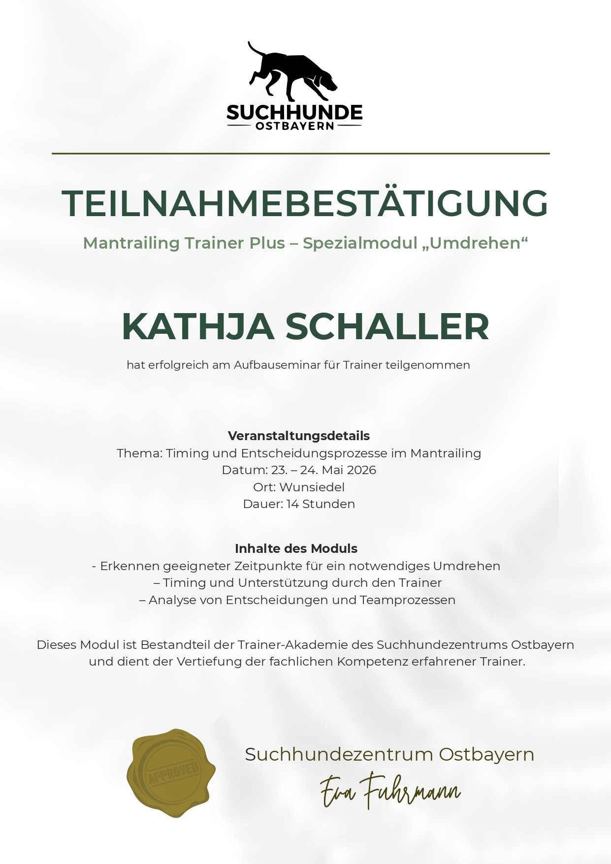 Trainerfortbildung Umdrehen