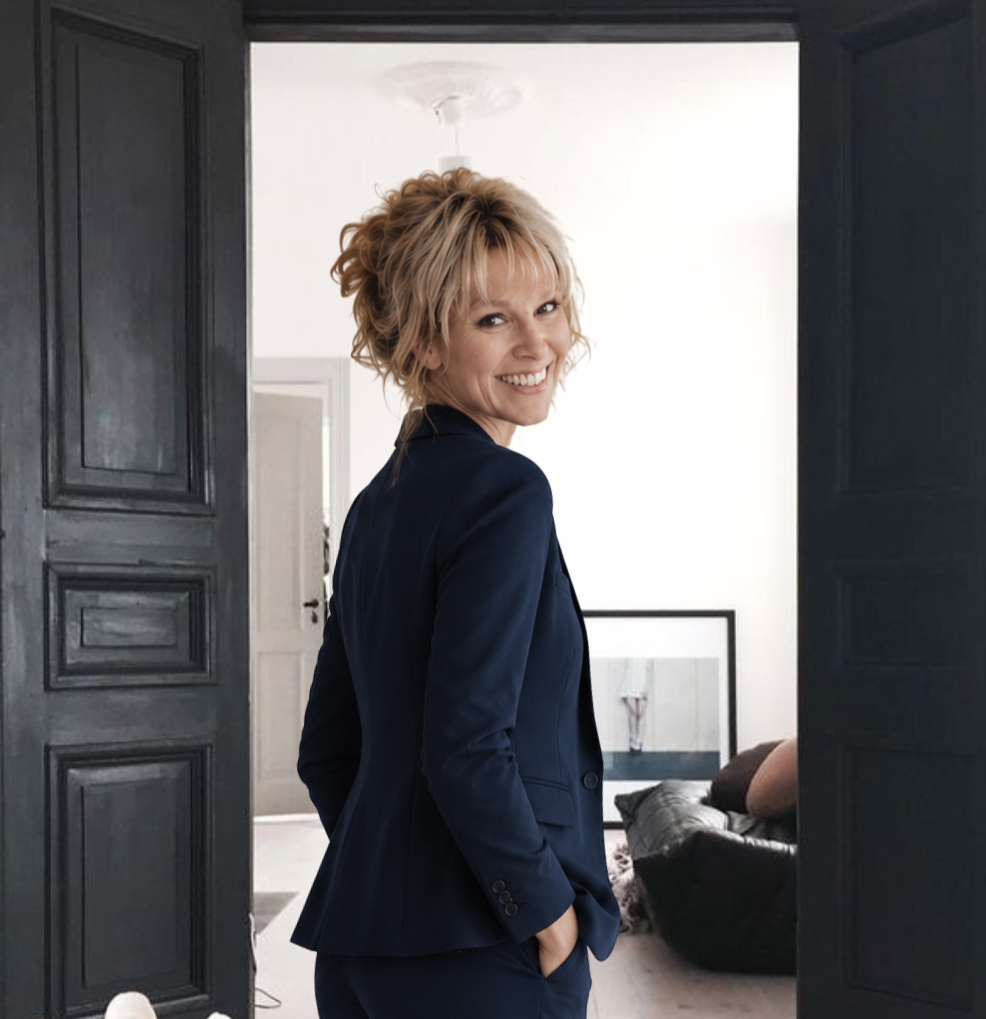 Illustration einer jungen Frau mit langen braunen Haaren