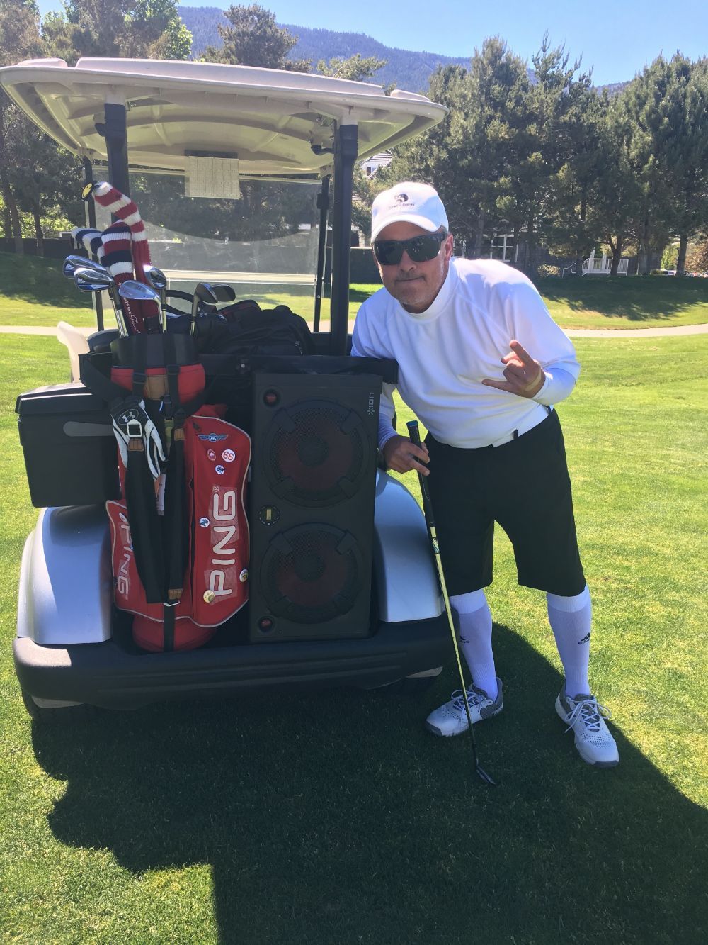 All set to rock the box and make a few birdies, Genoa Lakes Golf Resort, 2017.