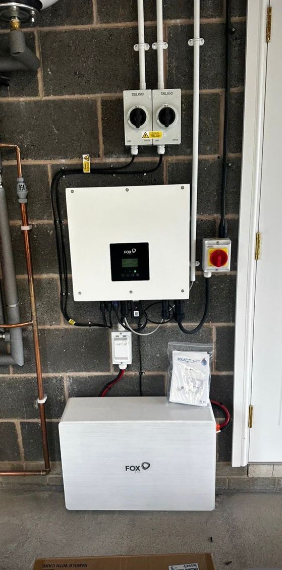 Fox solar inverter and battery storage installation
