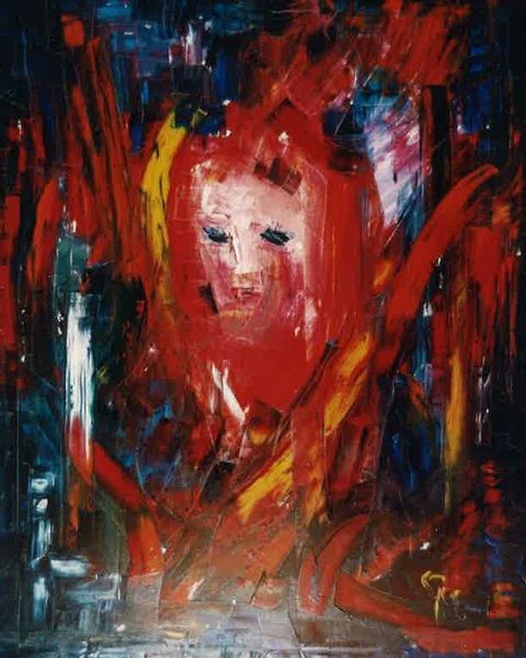 Feuerfrau 1998 Öl auf Leinwand Claudia Mathea