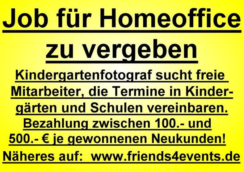 Homeoffice Job bundesweit zu vergeben