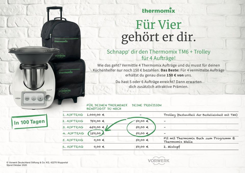 Für Vier gehört er Dir den Thermomix TM6 selbst verdienen Für Vier gehört er Dir den Thermomix TM6 selbst verdienen