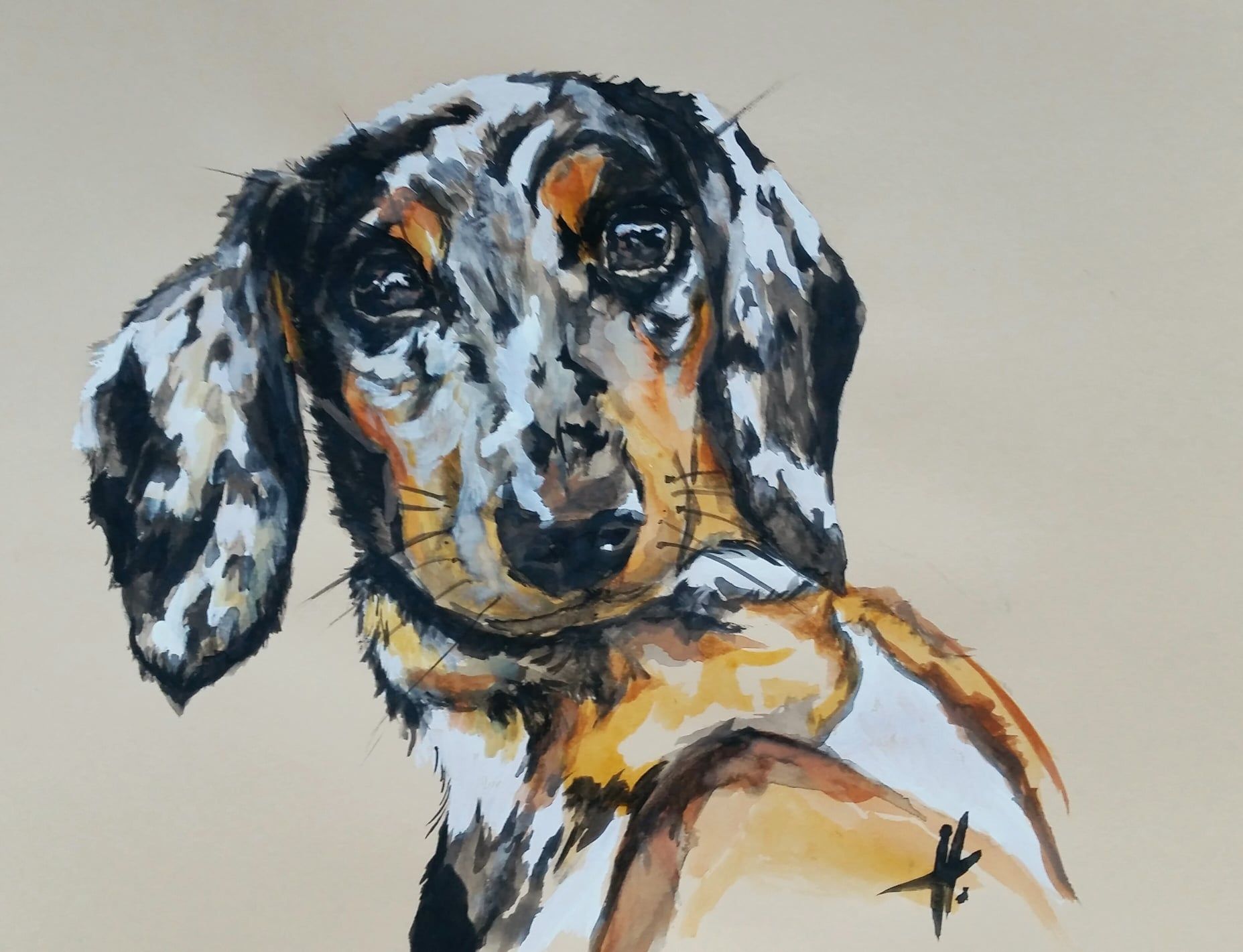 Zeichnung eines Hundes Aquarell