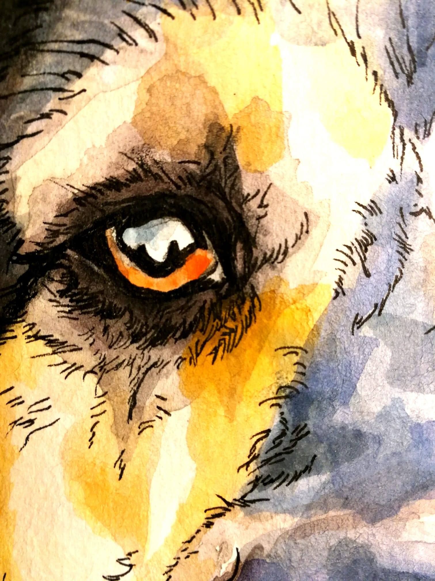 Zeichnung eines Hundes Aquarell