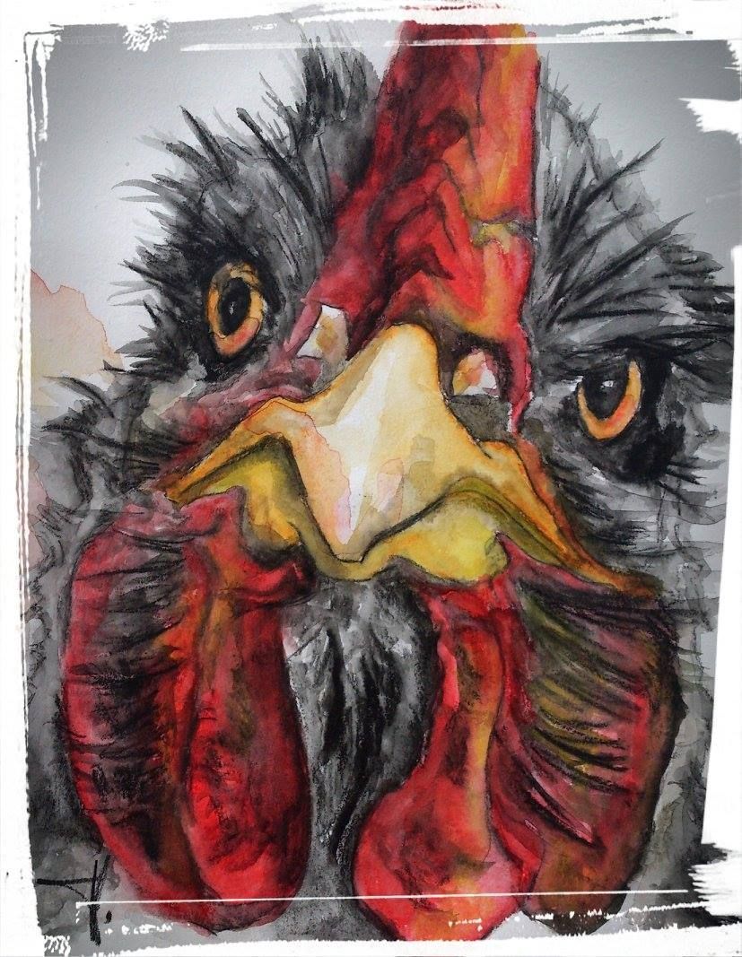 Zeichnung eines Vogels Aquarell