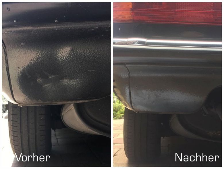 Delle im unteren Spritzbereich eines Mercedes SL