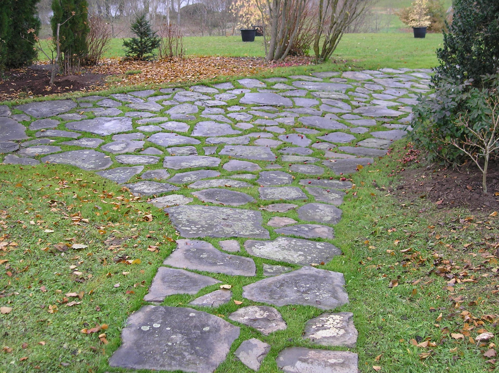 terrasse, voies carrossables, allées piétonnières, pas japonais, barrettes d'ardoise, en dalles de pierre, pavé granit, opus...
