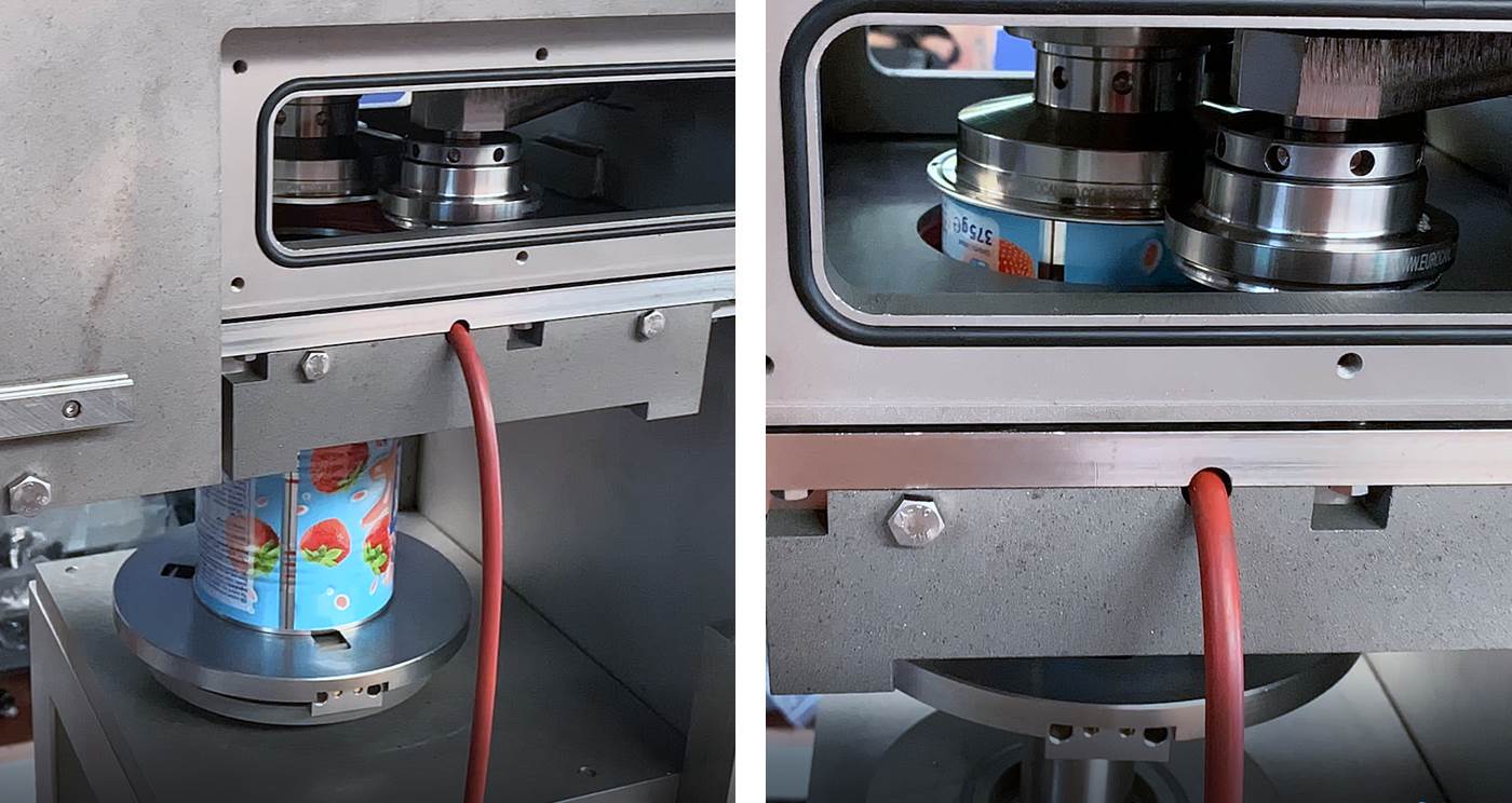 INLINE SINGLE STATION VACUUM GASSING AND SEAMING MACHINE