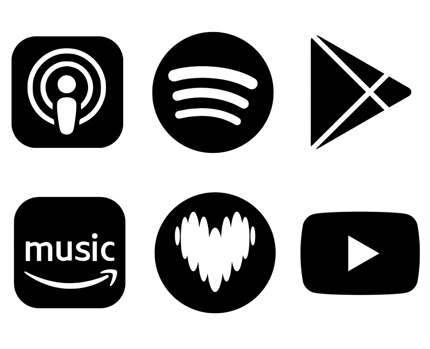 Logoübersicht typischer Podcast-Plattformen