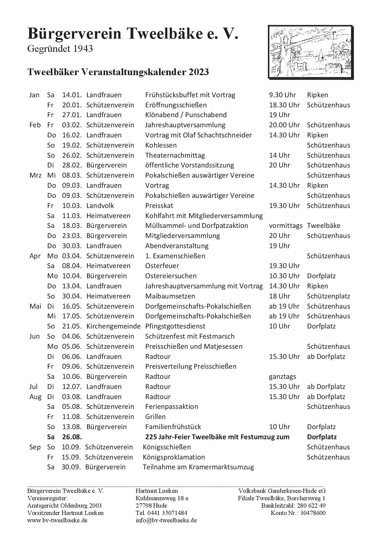 Tweelbäker Kalender 2023, Seite 1