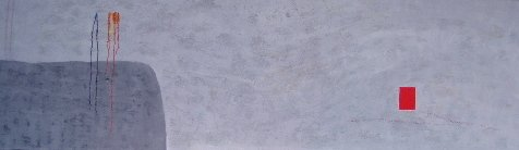 grau      /     Acryl , Meeressand auf Leinwand     /         240 x 80 cm