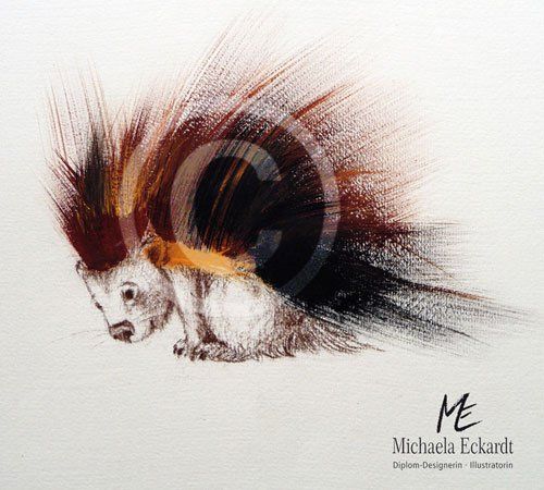 Baumstachler, mit Pinsel und Stift enstanden.