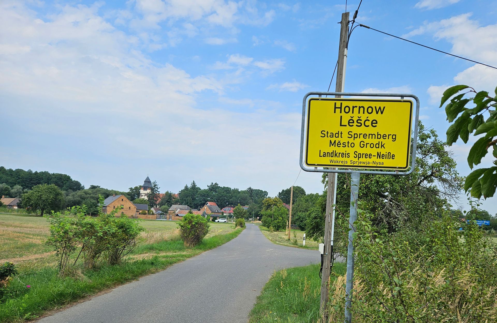 Blick auf Hornow aus Richtung Bohsdorf