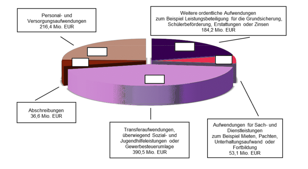 Dieses Tortendiagramm zitiert den Haushaltsentwurf 2026 der ©Stadt Oldenburg.