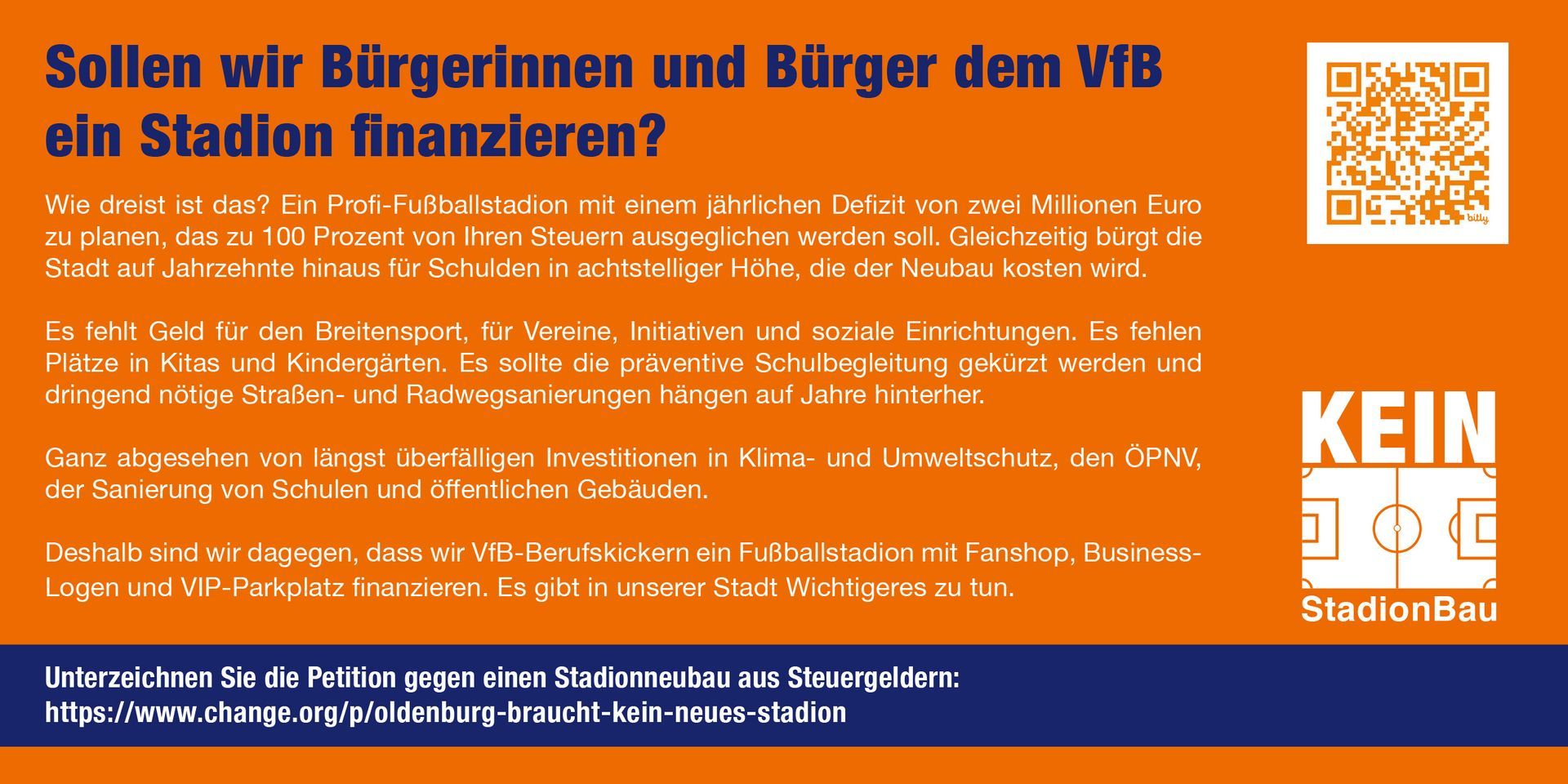 Sollen die Steuerzahler*innen der VfB Oldenburg GmbH ein Stadin finanzieren.