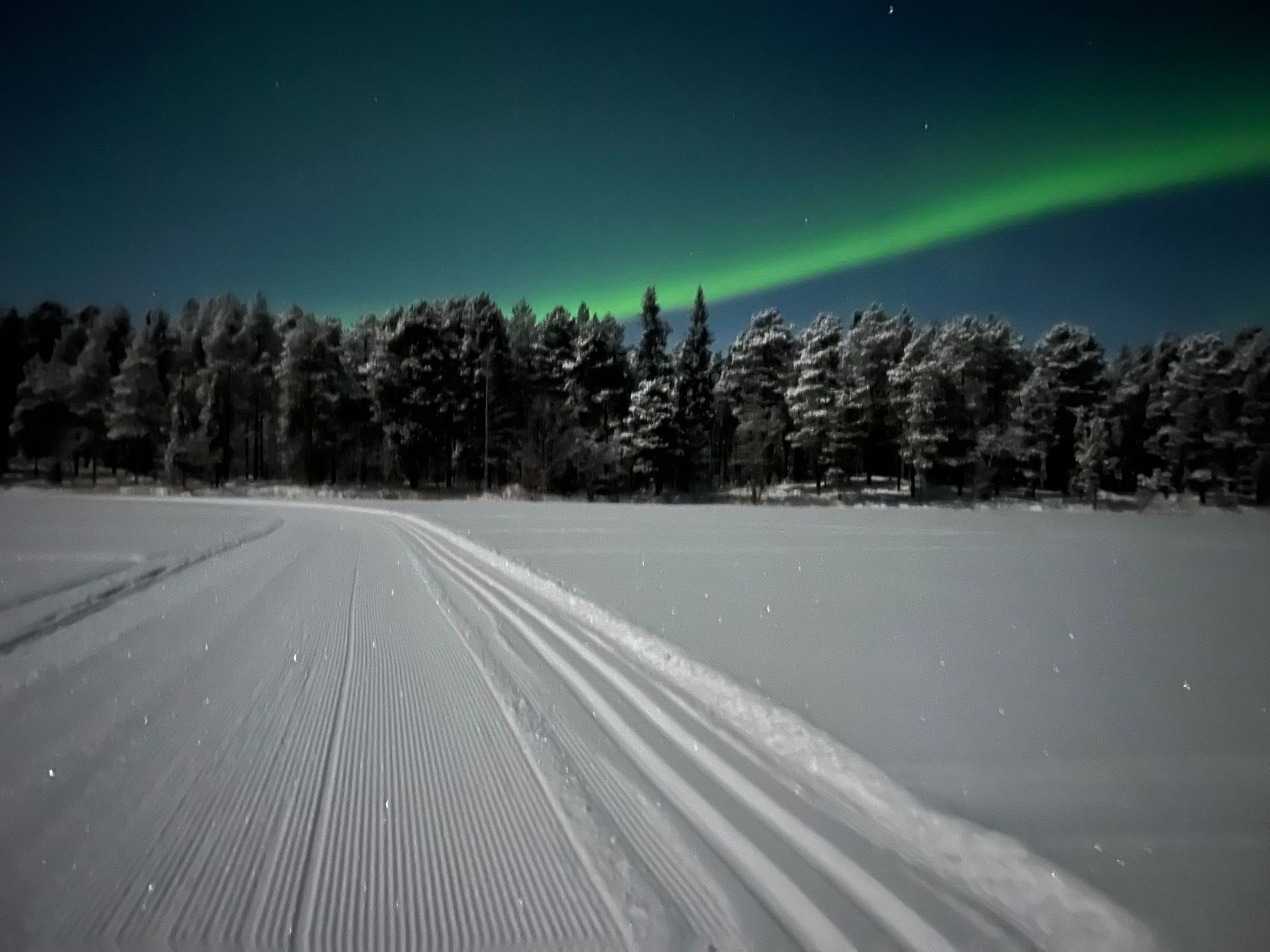 Langlaufloipe an der Villa Aurora Moskosel