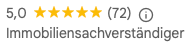 5.0 stars with 72 reviews for an Immobilien-Sachverständiger.