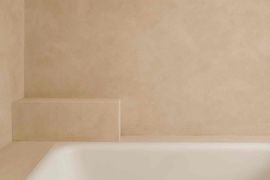 Mikrozement, fugenloses Badezimmer. 