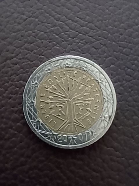 2 Euro Münze 2001 Frankreich Rückseite