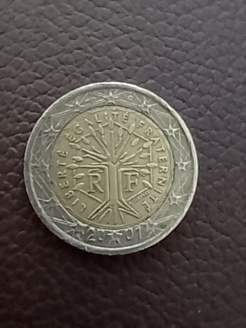 2 Euro Münze 2001 Liberté Égalité Fraternité Vorderseite