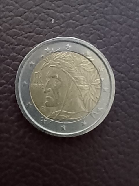 2 Euro Münze 2002 Danthe Alighieri Italien Vorderseite